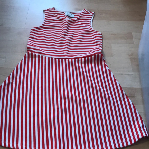girls red and white striped dress
